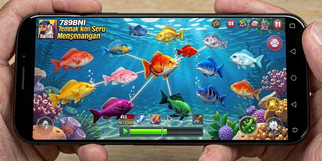 Tangkapan layar menampilkan aksi seru dalam 789BNI saat menembak ikan.