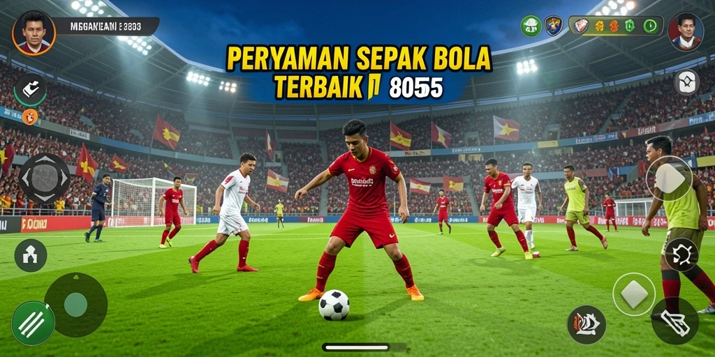 Tampilan gameplay menegangkan dalam permainan sepak bola 8055.