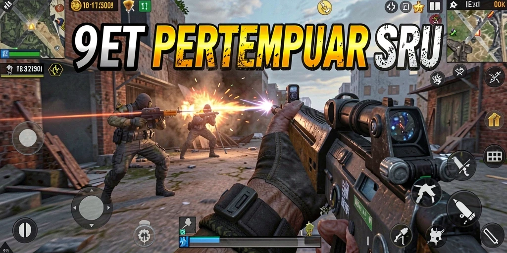 Screenshot utama gameplay TPS di 9ET menampilkan aksi tembak-menembak yang intens.
