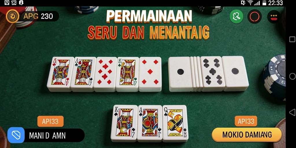 Tampilan utama gameplay domino yang menarik di API33.