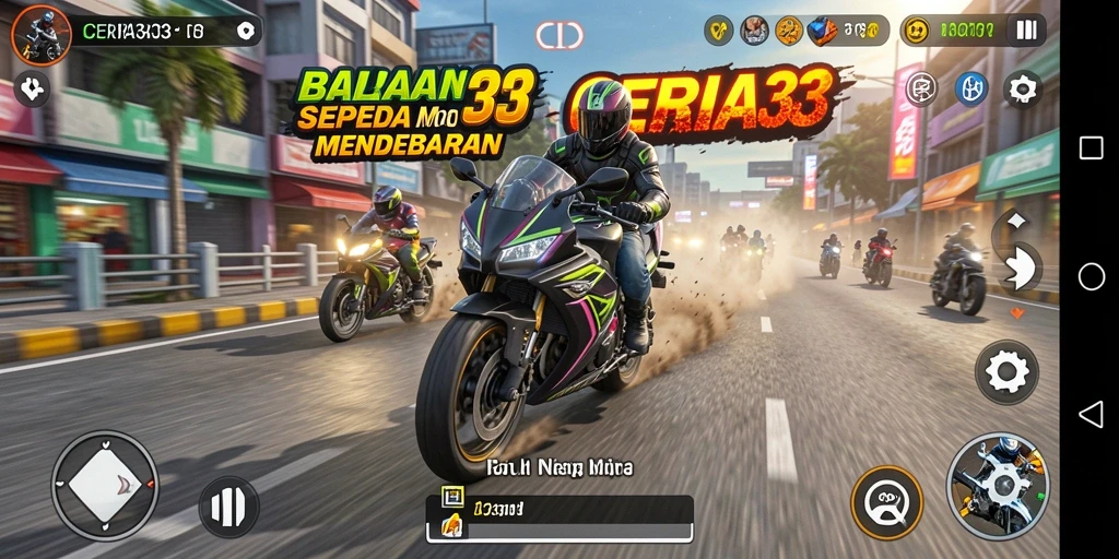 Gameplay mendebarkan saat balapan sepeda motor di CERIA33.