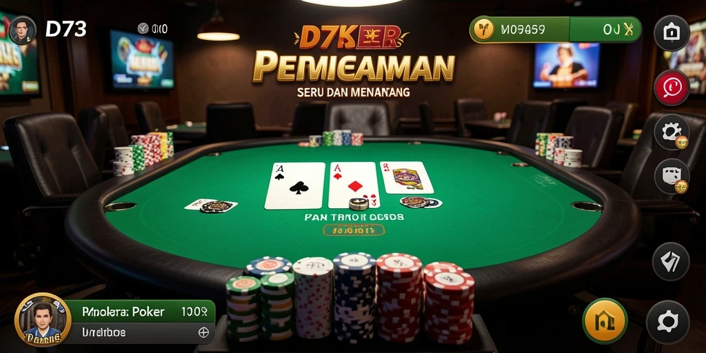 Tampilan seru dari gameplay poker di D73.