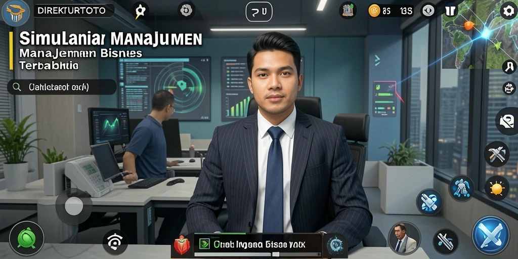Tampilan gameplay menarik dari DIREKTURTOTO yang menunjukkan simulasi manajemen.