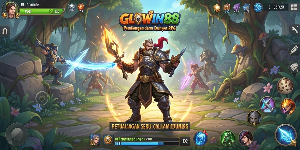 Tampilan gameplay GLOWIN88 menampilkan pertarungan seru di dunia RPG.