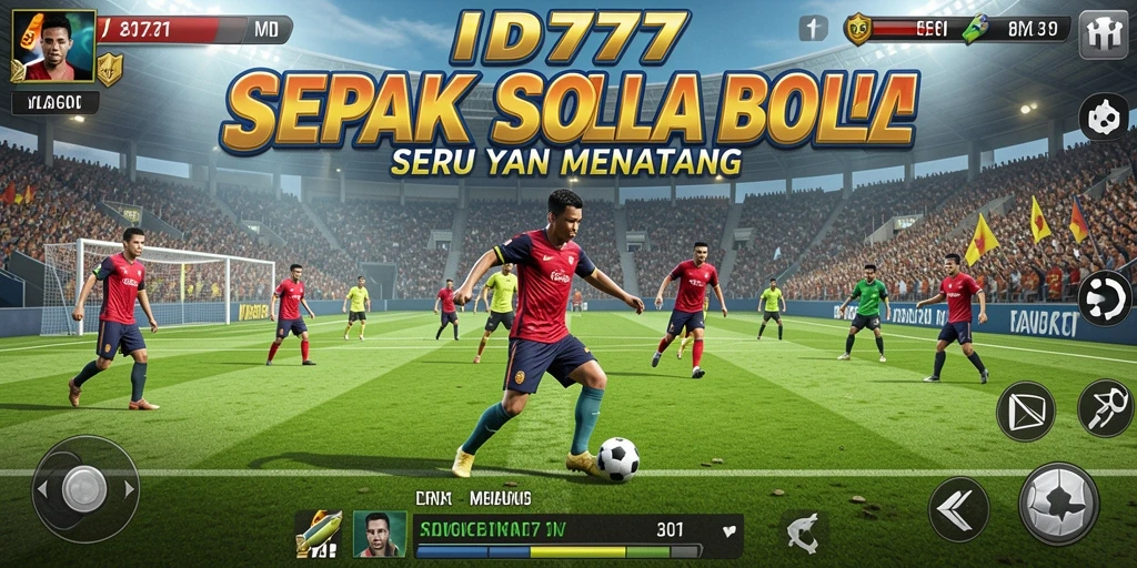 Tampilan screenshot ID777 yang penuh aksi di lapangan sepak bola.