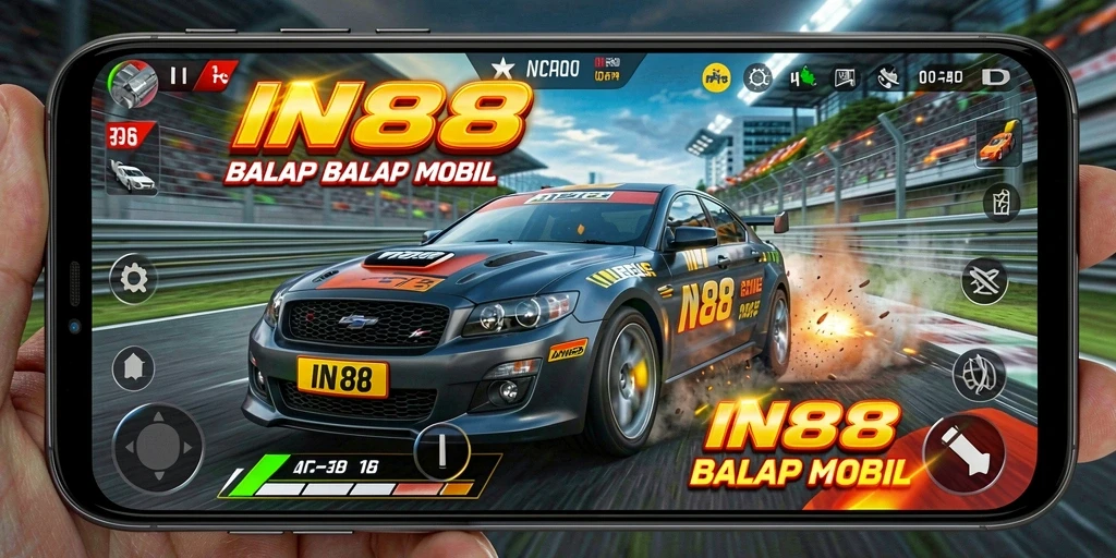 Screenshot gameplay IN88 menampilkan aksi balap yang seru.