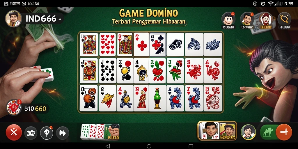 Screenshot gameplay IND666 menunjukkan pemain bersaing dalam permainan domino yang seru.