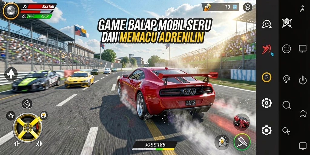 Screenshot gameplay JOSS188 menampilkan balapan yang seru dan grafis menawan.