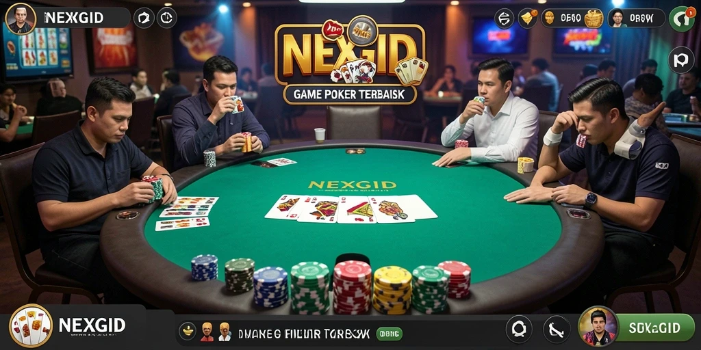 Tampilan gameplay seru di NEXGID dengan banyak pemain Poker.