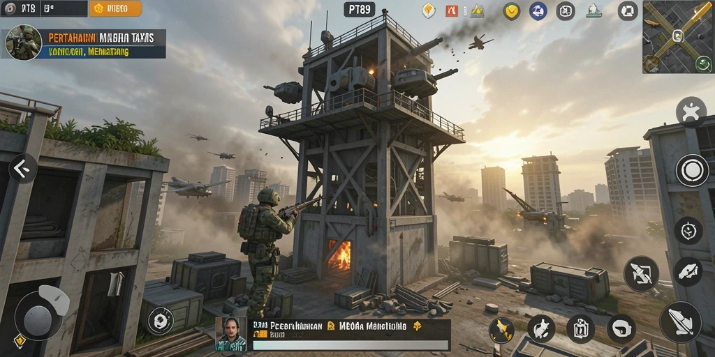 Gameplay PT89 menampilkan pertahanan menara yang strategis dan menantang.