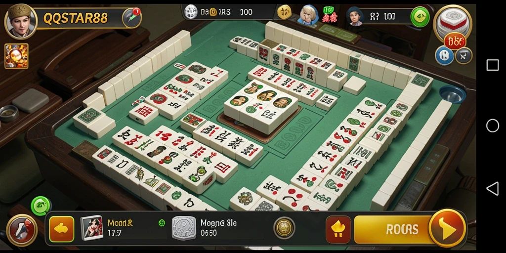 Screenshot QQSTAR88 menampilkan aksi permainan Mahjong yang seru.
