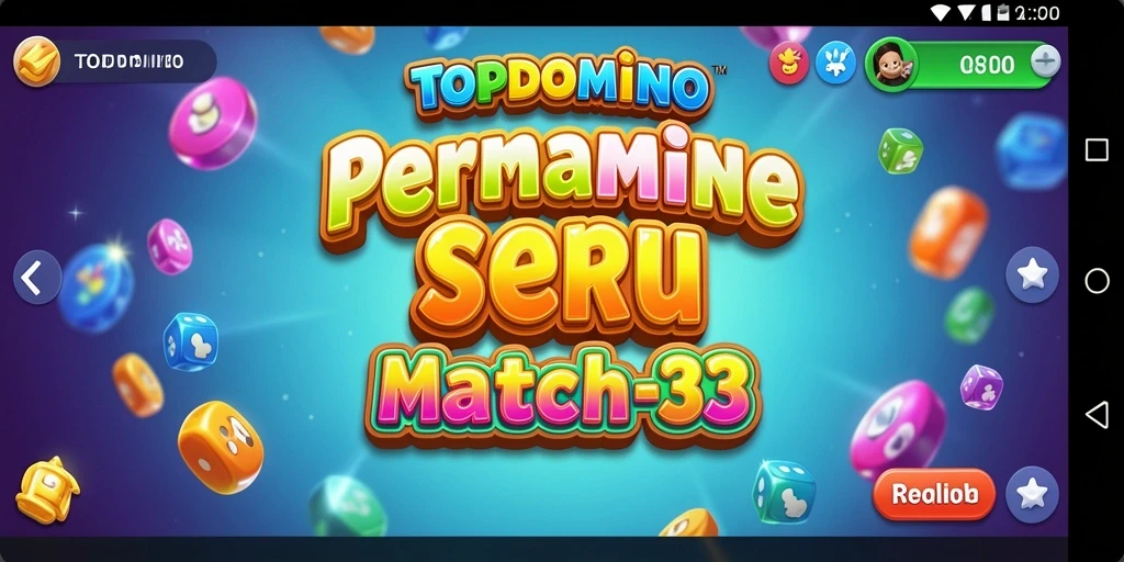 Tampilan utama gameplay TOPDOMINO dengan elemen Match-3 yang vibrant.