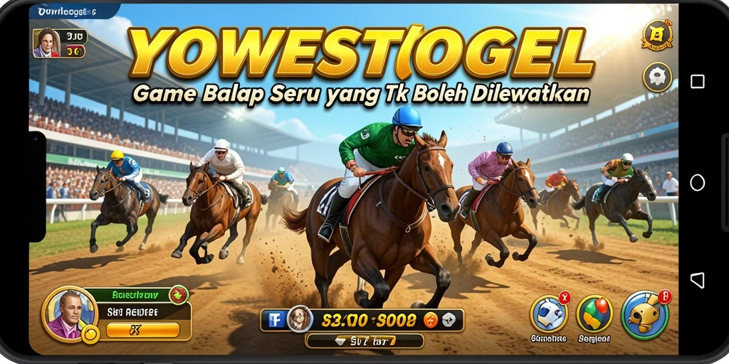 Screenshot gameplay YOWESTOGEL menampilkan balapan yang mendebarkan.